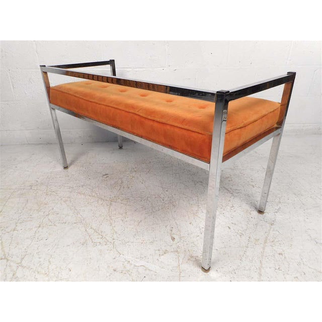 1970s 1970s Mid-Century Chrome-Framed Settee For Sale - Image 5 of 12