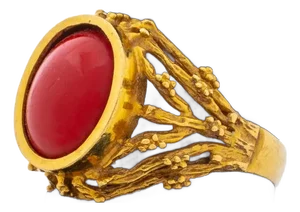 18k Yellow Gold Faux Coral Ring