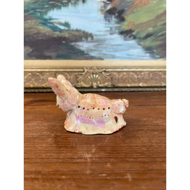 1970s Whimsical Hand-Built Ceramic Creature Sculpture With Long Ears and Textured Colorful Glaze For Sale In Seattle - Image 6 of 9