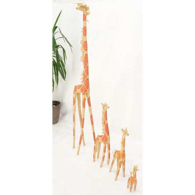 Late 20th Century Group of 4 Giraffe Folk Art Rattan Bamboo Straw Hand Painted Animal Sculptures For Sale - Image 5 of 16