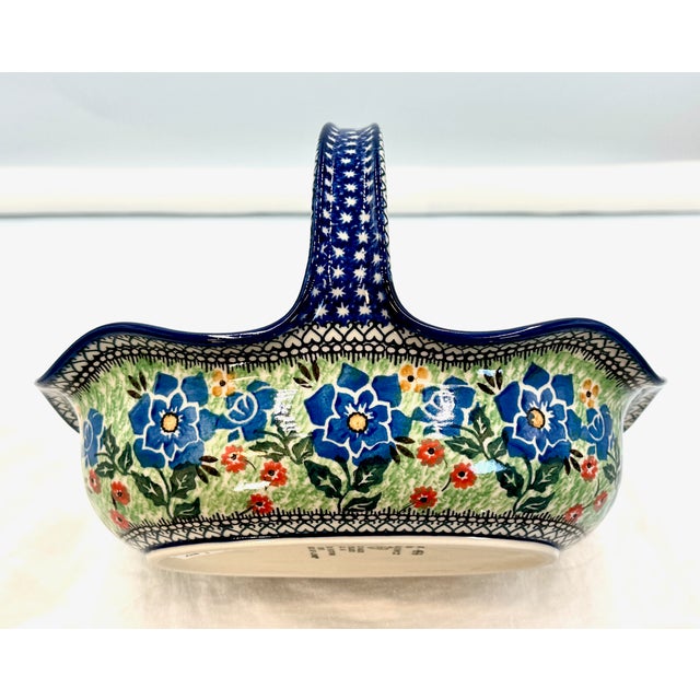 'Polish Pottery' Unikat 'Presence of Love'' Limited Edition Basket # 1973 With Coa by Ceramika Artystyczna Company For Sale - Image 4 of 12