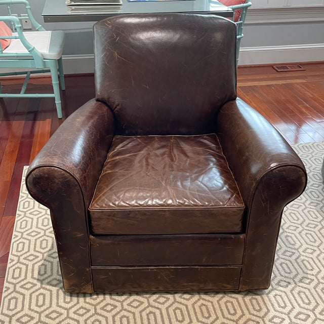 Restoration Hardware Swivel Leather Chair Chairish