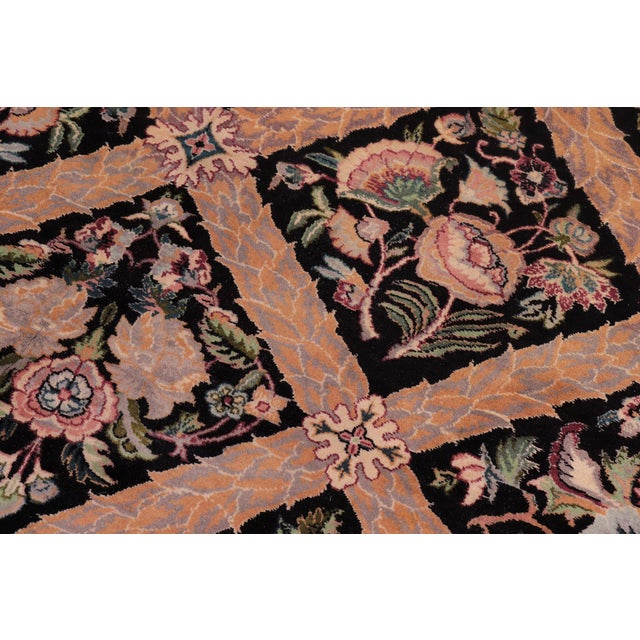 Shabby Chic Botainical Bakhtair Pak-Persian Black/Black Wool Rug - 9'2'' X 12'2'' For Sale - Image 3 of 9