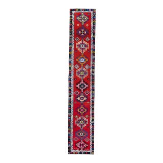 Vintage Colorful Kurdish Herki Runner Rug 2'5" X 12'1" For Sale