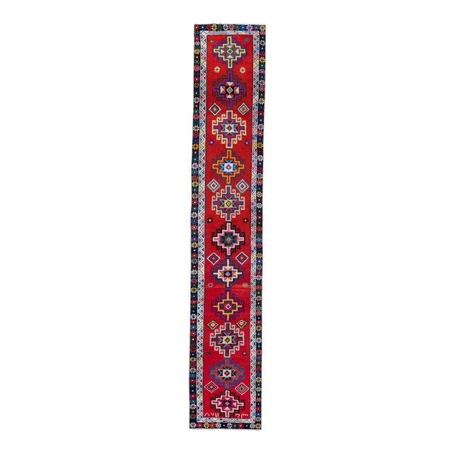 Vintage Colorful Kurdish Herki Runner Rug 2'5" X 12'1" For Sale