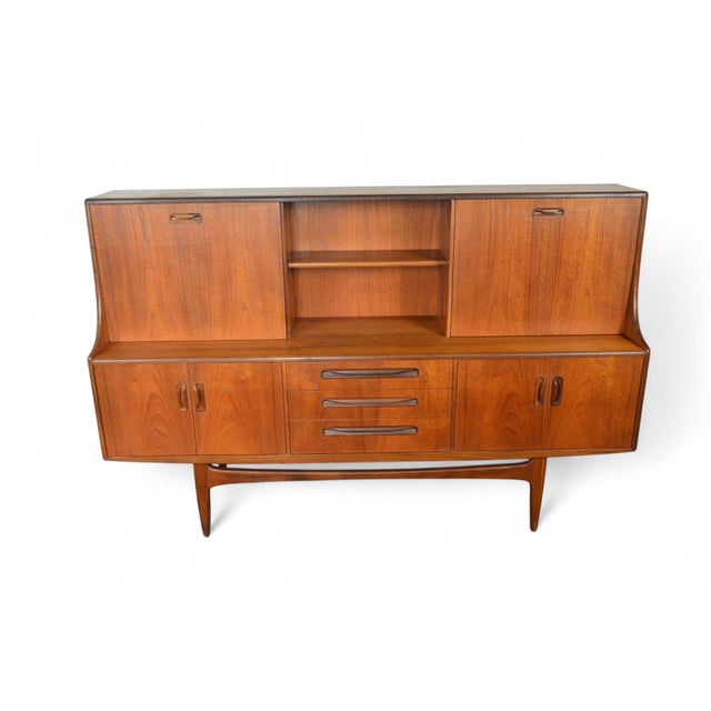 Brown Tall G Plan Fresco Credenza With Bar in Teak For Sale - Image 8 of 9