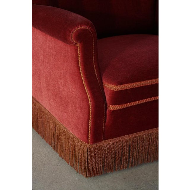 Danish Modern Lounge Chairs in Cherry Red Velvet, 1950s, Set of 2 For Sale - Image 13 of 15