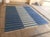Handmade Cotton Area Rug, Natural Vegetable Dyed, Indigo Blue Striped Rug - 12'x15' For Sale - Image 11 of 13