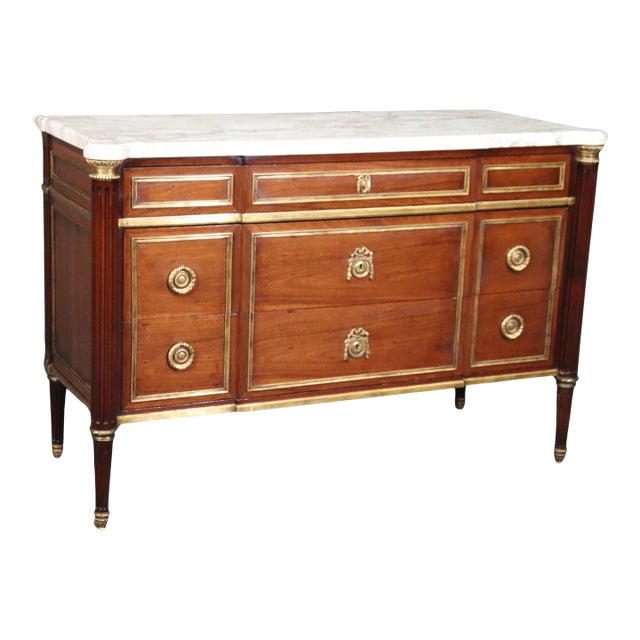 19th Century Bronze Mounted Directoire Jansen Style Marble Commode For Sale