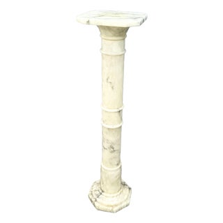 Vintage Italian Hand Carved Alabaster Pedestal For Sale
