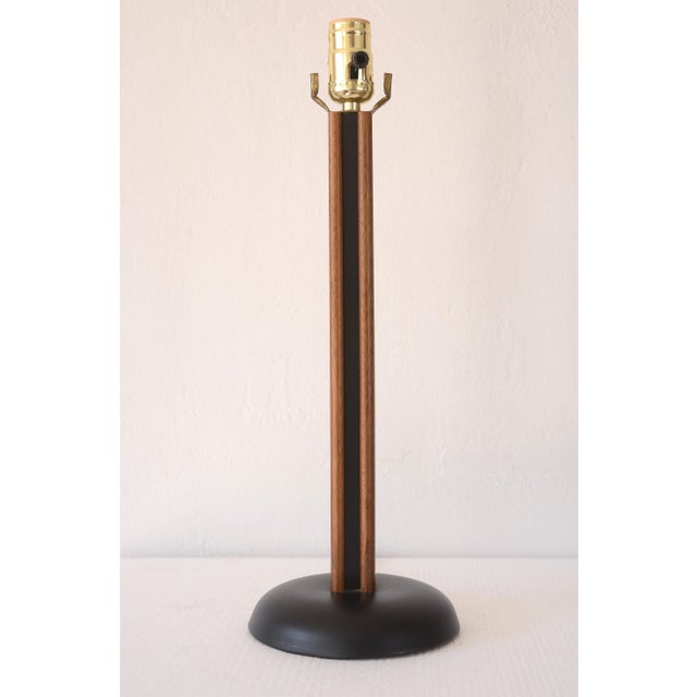 Vintage Danish Modern Teak & Black Metal Table Lamp For Sale - Image 4 of 13