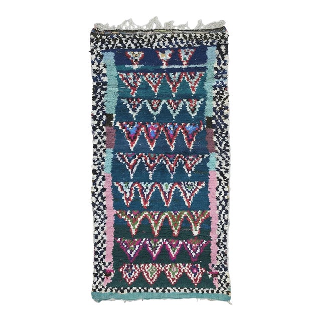 Moroccan Boucherouite Rag Rug - 7.7 X 3.7 Ft For Sale