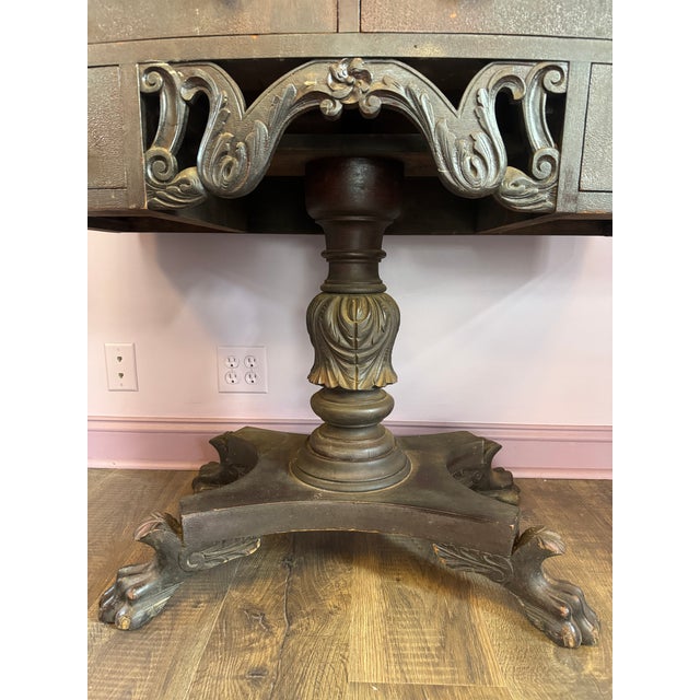 American 19th Century American Empire Table With Pedestal Base and Clawfeet For Sale - Image 3 of 17