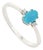 Oval Cut Turquoise & Diamond Solitaire Three Stone Ring in 14k Gold Size 6.5 For Sale