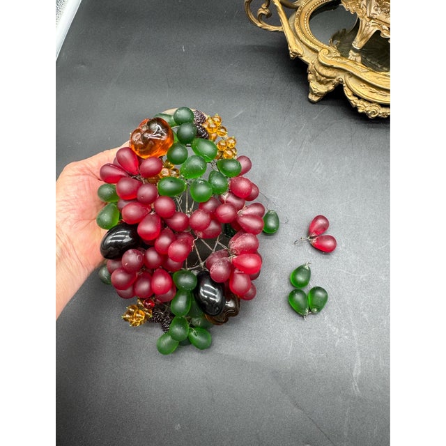 Antique Czech Gilt Bronze Coupe and Plateua Centerpiece With a Bohemian Glass Fruit Arrangement. For Sale In New York - Image 6 of 13