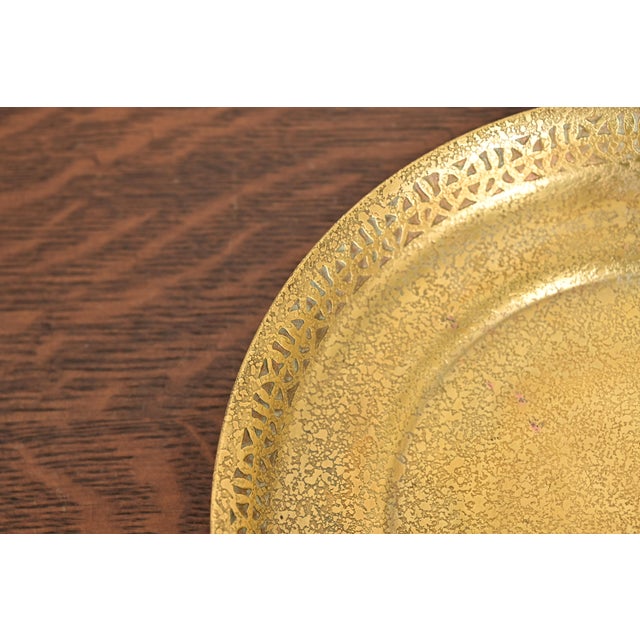 Tiffany Studios Tiffany Studios New York Bronze Doré Shallow Bowl With Decorative Border For Sale - Image 4 of 11