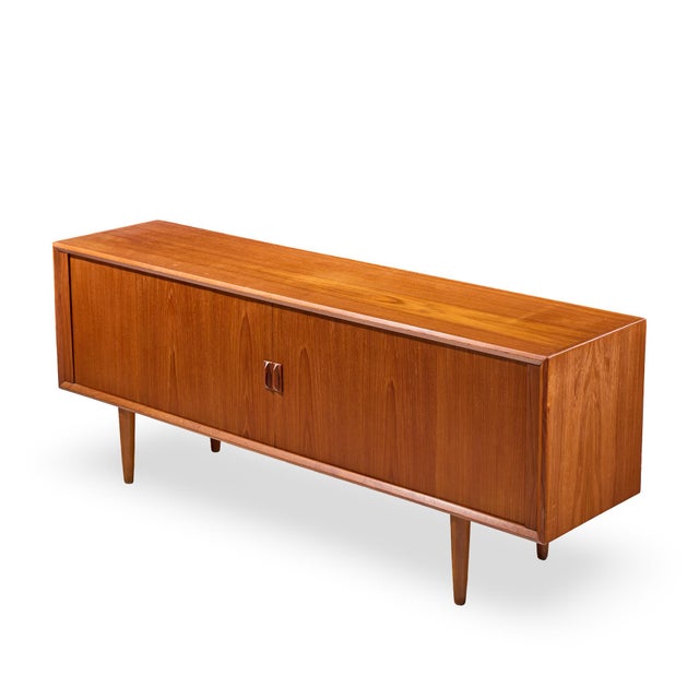 Svend Aage Larsen Mid Century Danish Teak Tambour Door Credenza For Sale - Image 10 of 12