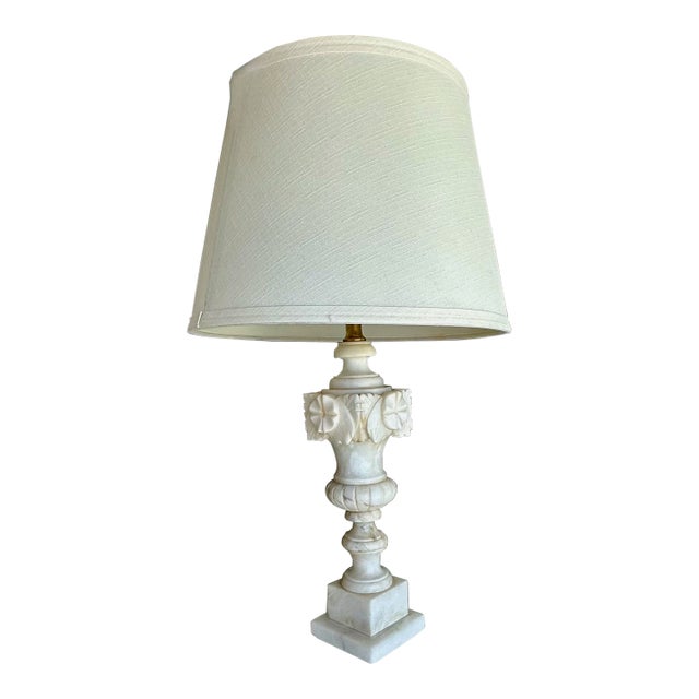 Single Italian Urn Neoclassic Alabaster Table Lamp For Sale