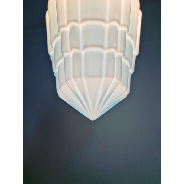 1920s Art Deco Pendant Light in Pressed Molded Opaline Glass and Blue Color, 1920s For Sale - Image 5 of 12