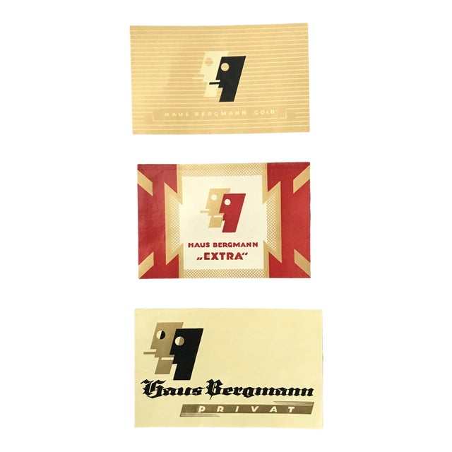 1927 Art Nouveau German Mini Tip-On Posters - Branding, Haus Bergmann Logos (3 Designs) For Sale