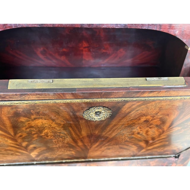 19th Century Empire Drop-Front Oak Secretary Desk or Abattant, Chest France For Sale - Image 13 of 18