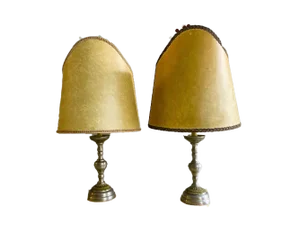 Regency Portuguese Alloy and Green Ceramic Buffet Table Lamps, 1950s, Set of 2