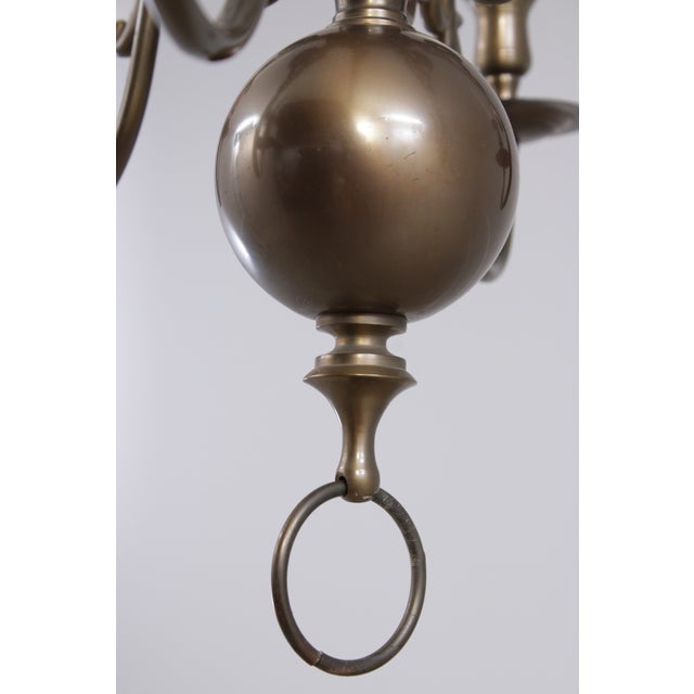 1970s Colonial Style Brass 6 Light Chandelier For Sale - Image 11 of 12