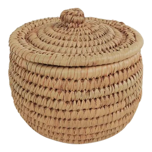 Small Vintage Lidded Coiled Basket