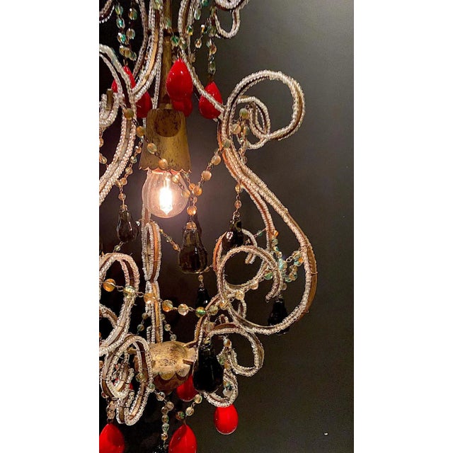 1950s 1950s Italian Hollywood Regency Pendant Light With Venetian Fruits & Beads For Sale - Image 5 of 13
