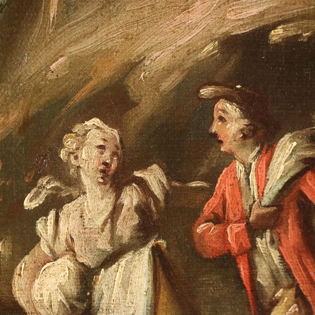 Oval Landscape with Figures, Oil on Canvas, 19th Century-20th Century, Framed For Sale - Image 4 of 11