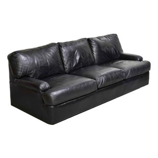 Vintage Black Leather 3 Seater Sofa by Hancock and Moore For Sale