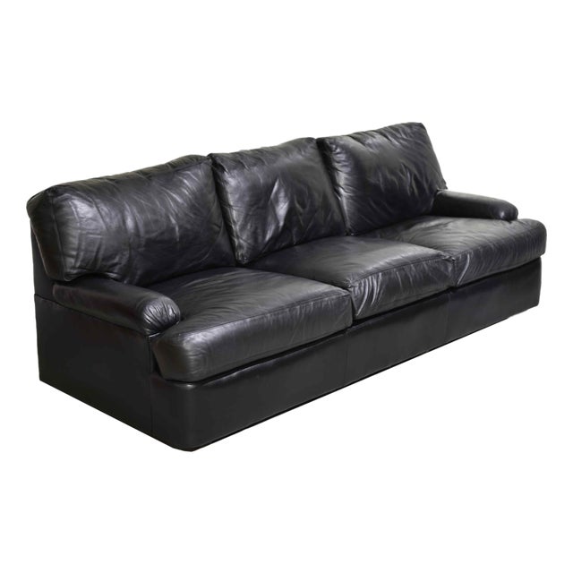 Vintage Black Leather 3 Seater Sofa by Hancock and Moore For Sale