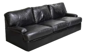 Vintage Black Leather 3 Seater Sofa by Hancock and Moore