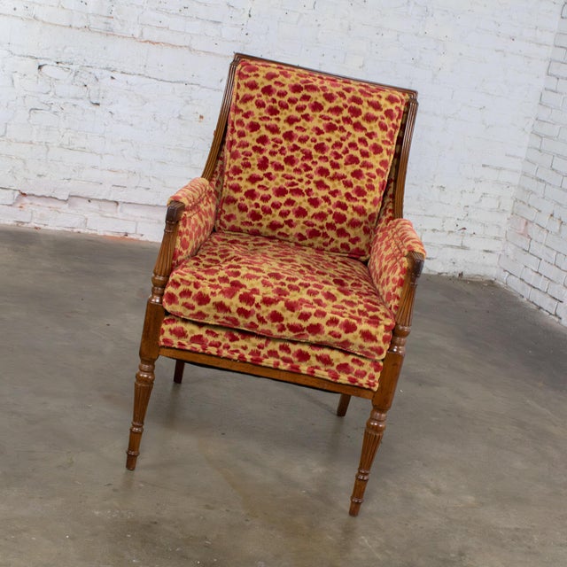 French Late 19th to Early 20th Century French Louis XVI Bergere Chair Directoire Style Brunschwig & Fils Fabric For Sale - Image 3 of 18