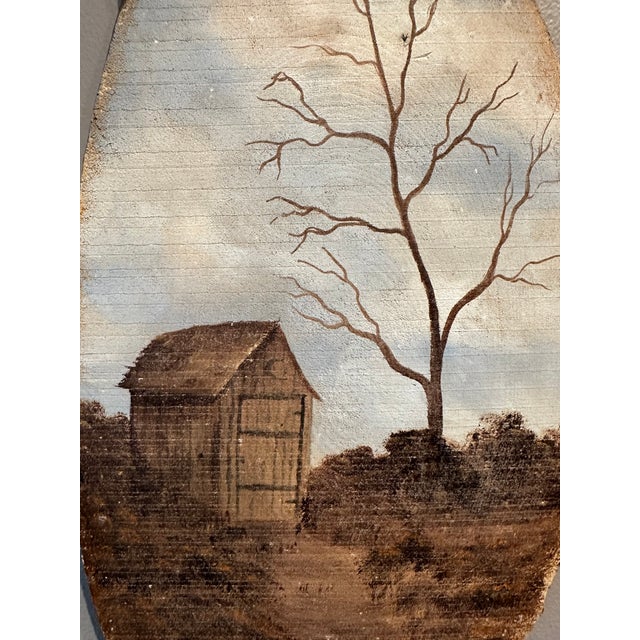Ralph Lauren Vintage 1982 Signed Oil Landscape on Natural Wood For Sale - Image 4 of 15