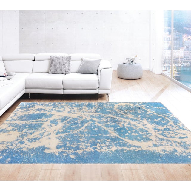 Overdye Blue Wool Area Rug- 3' 3" X 5' 2" For Sale - Image 4 of 4