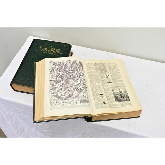 French Leather Bound Set of Larousse Encyclopedic Dictionaries - Set of 2 For Sale - Image 4 of 7