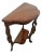 Vintage Demilune Console Half Moon Table, Walnut Top, Bottom Shelf, Carved Swan For Sale