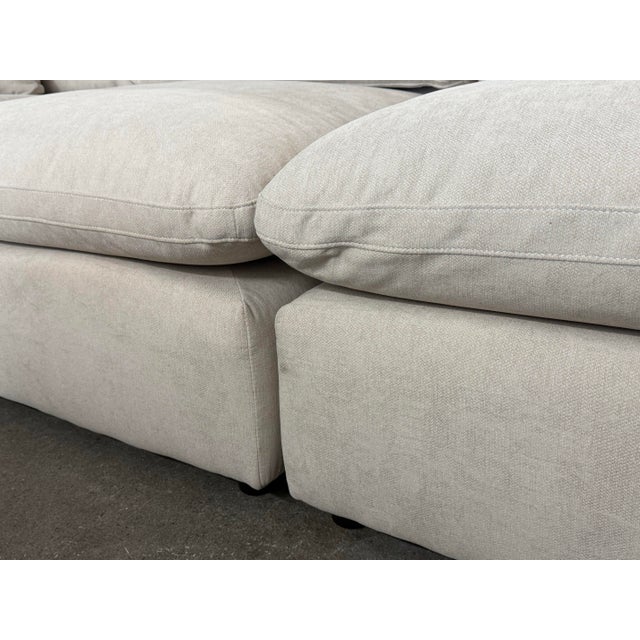 Living Spaces Seven Piece Modular Sectional + Ottoman For Sale - Image 9 of 12