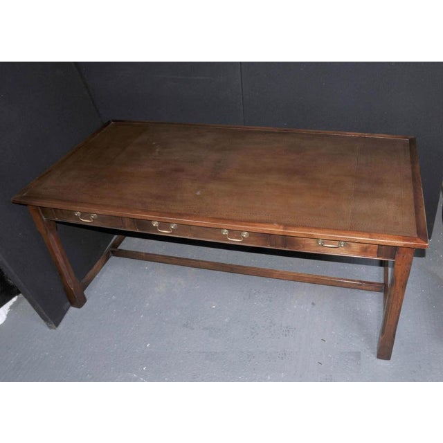 Brown Farmhouse Refectory Oak Desk For Sale - Image 8 of 10
