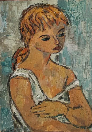 Ch. Kàstli, Jeune fille pensive, Oil on Cardboard, Framed