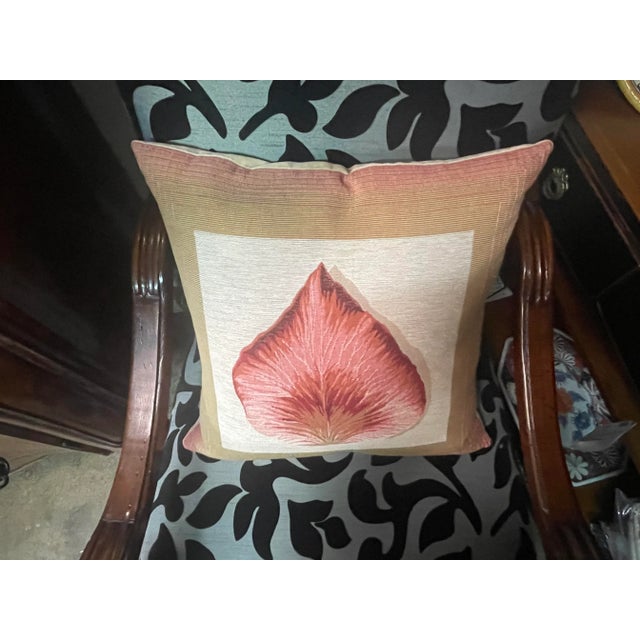 Contemporary Tapestry Pillow From Belgium With Beige Cotton Velvet Backs and Zipper Cover, Non-Allergenic Polyester Fiber Inserts For Sale - Image 3 of 9