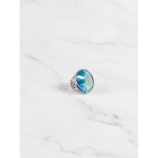 Blue Crush Calcite Cocktail Ring, Size 7 For Sale In Portland, OR - Image 6 of 6