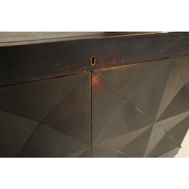 Brutalist Bar Cabinet in Ebonized Oak by Jean Batenburg for MI, Belgium, 1960s For Sale - Image 6 of 17