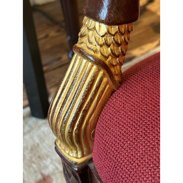 1950s Empire Style Walnut & Upholstered Armchair For Sale - Image 5 of 9