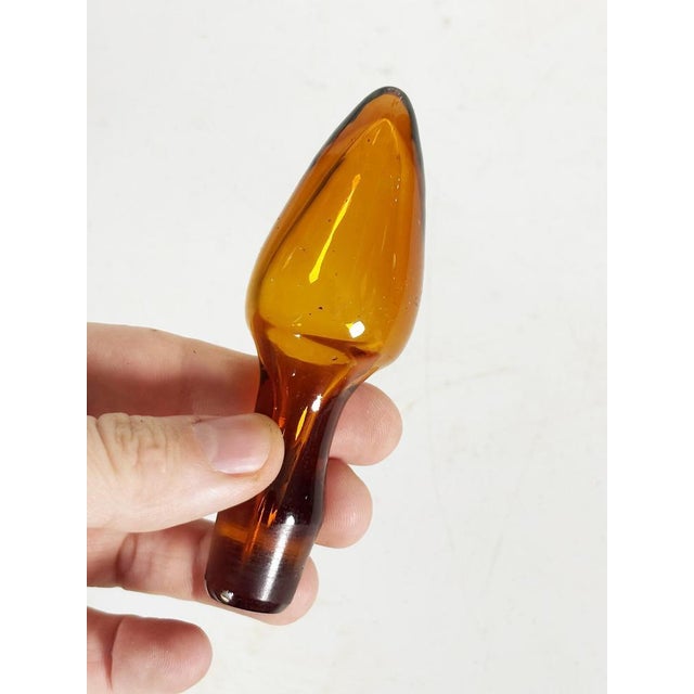 Glass Vintage Art Glass Bottles with Orange-Brown Stoppers, France, 1970, Set of 3 For Sale - Image 7 of 11