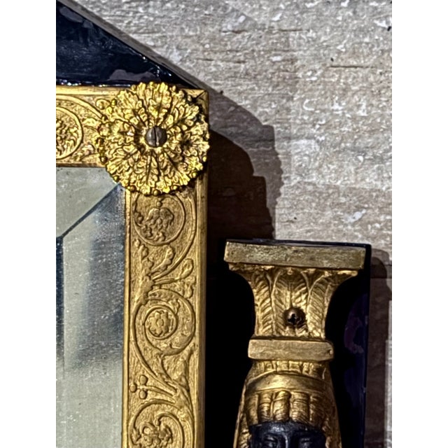 Metal Antique French Empire Vanity Mirror For Sale - Image 7 of 11