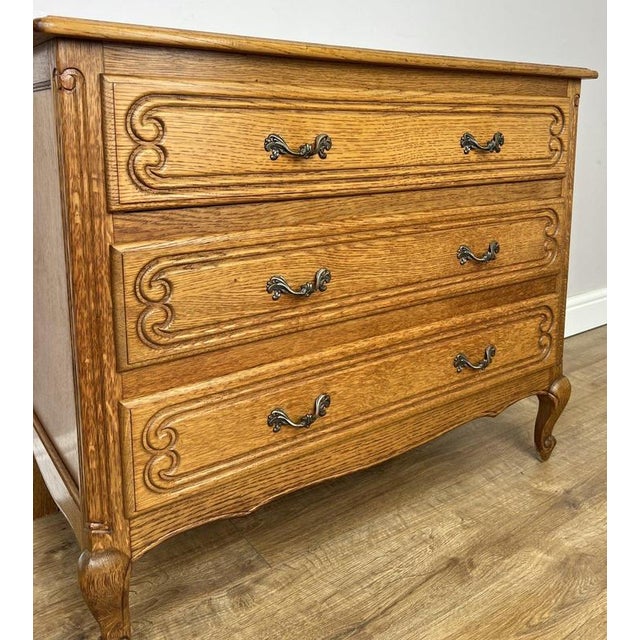 Vintage French Louis Oak Chest of 3 Drawers For Sale - Image 4 of 13