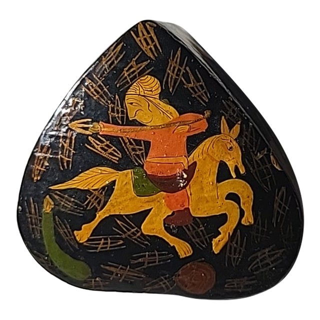 Antique Kashmiri Paper Mache Box – Hand Painted Keepsake Box For Sale