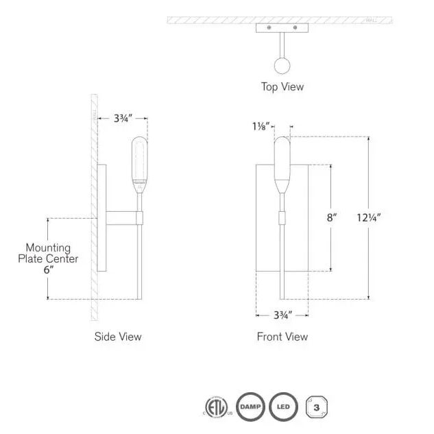 Modern Peter Bristol for Visual Comfort Signature Overture Medium Sconce in Natural Brass with Clear Glass For Sale - Image 3 of 3